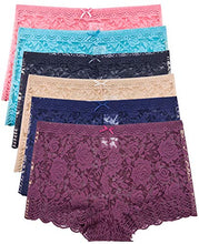 Load image into Gallery viewer, Barbra's 6 Pack of Women's Regular & Plus Size Lace Boyshort Panties (2XL, Rose)