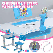 Load image into Gallery viewer, Boliaman Kids Desk and Chair Set, Adjustable Height Children Study Table and Chair, with LED Light Writing Desk Combined, Kids Home School Use Anti-Reflective with Reading Board Pull-Out Drawer