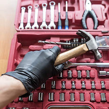 Load image into Gallery viewer, AMMEX GlovePlus Industrial Black Nitrile Gloves, Box of 100, 5 mil, Size Medium, Latex Free, Powder Free, Textured, Disposable, GPNB44100-BX