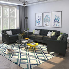 Load image into Gallery viewer, 3 Piece Chair Loveseat Sofa Set, Harper & Bright Designs Living Room 3 Piece Sofa Couch Set, 3 Seats Loveseat Single Chair Sectional Sofa Set Ship from USA Warehouse, Arrive in 3 Days (Black)