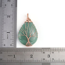 Load image into Gallery viewer, Jovivi Vintage Man-Made Opalite Crystal Necklace Wire Wrapped Copper Tree of Life Teardrop Gemstones Chakra Pendant Necklace for Women