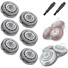 Load image into Gallery viewer, SH90 Replacement Heads for Philips Norelco 9000 Series Shaver, S9300,S9700,S8950,SW9700,SW6700,9000 Shaver Replacement Blades Sh90/70 Electric Razor Blades Replace for Men,6 Pack & 2 Brush