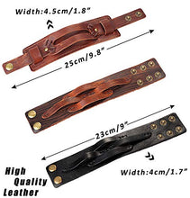 Load image into Gallery viewer, FINREZIO 3 Pcs Leather Cuff Bracelets for Men Women Punk Rock Braided Bracelet Warp Brown Black Wristbands Handmade Jewelry