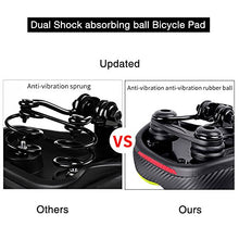 Load image into Gallery viewer, TONBUX Most Comfortable Bicycle Seat, Bike Seat Replacement with Dual Shock Absorbing Ball Wide Bike Seat Memory Foam Bicycle Gel Seat with Mounting Wrench (Green/Black with Reflective Sticker)