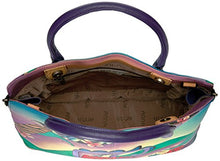Load image into Gallery viewer, Anna by Anuschka Women's Genuine Leather Large Expandable Tote | Hand Painted Original Artwork | Paisley Collage Eggplant