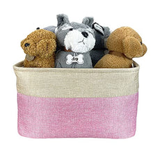 Load image into Gallery viewer, MALIHONG Personalized Foldable Storage Basket Collapsible Sturdy Fabric Dog Toys Storage Bin Cube with Handles for Organizing Shelf Home Closet , Pink and White, Large Size - 15" x 11" x 8"