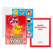 Load image into Gallery viewer, Hallmark Kids Pokémon Valentines Day Cards and Stickers Assortment (12 Cards with Envelopes)