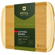 Load image into Gallery viewer, Extra Large Cutting Board - Bamboo Cutting Boards for Kitchen, Wood Chopping Boards with Juice Groove, Wooden Cutting Board for Vegetables, Fruit and Cheese | Charcuterie Serving Tray (L, 15" x 10")