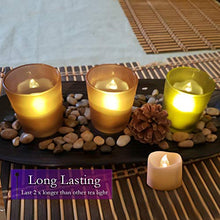 Load image into Gallery viewer, Homemory Realistic and Bright Flickering Bulb Battery Operated Flameless LED Tea Light for Seasonal and Festival Celebration, Pack of 12, Electric Fake Candle in Warm White and Wave Open