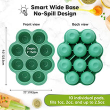 Load image into Gallery viewer, Silicone Baby Food Freezer Tray with Clip-on Lid - Breast Milk Trays for Freezer - Baby Food Containers - Baby Food Trays for Freezing, Dishwasher, Microwave, BPA-Free Baby Food Storage (Alpine Green)