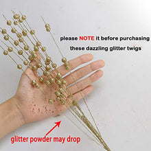 Load image into Gallery viewer, Greentime 10 Pack Golden Artificial Glitter Berry Stem Ornaments 19.7 Inches Fake Christmas Picks Decorative Glitter Sticks for Christmas Tree DIY Wreath Crafts Gift Fireplace Holiday Home Decor