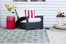 Load image into Gallery viewer, DII Reversible Outdoor Lattice Woven Rug, 4x6 Ft, Aqua
