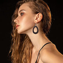 Load image into Gallery viewer, Finrezio 9 Pairs Wooden Earrings Natural Wood Earrings Lightweight Teardrop Earrings Ethnic African Drop Earrings for Women