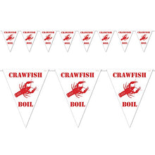 Load image into Gallery viewer, Beistle Plastic Cajun Crawfish Boil Pennant Banner Indoor/Outdoor Mardi Gras Theme Celebration Party Decorations Supplies, 10 by 12-Feet, White/Red