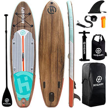 Load image into Gallery viewer, Highpi Inflatable Stand Up Paddle Board 11'x33''x6''W Premium SUP Accessories & Backpack, Wide Stance, Surf Control, Non-Slip Deck, Leash, Paddle and Pump, Standing Boat for Youth & Adult…
