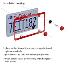 Load image into Gallery viewer, LivTee 4 Holes Stainless Steel License Plate Frames, 2 PCS Car Licence Plate Covers Slim Design with Bolts Washer Caps for US Vehicles, Red