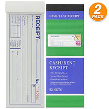Load image into Gallery viewer, Emraw 2-Part Carbonless Cash or Rent Receipt Book General Purpose Sales Money Book White and Canary Contractor's Invoice Proposal Form Book Sales Tickets Pack of 2