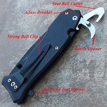 Load image into Gallery viewer, 8" Folding Knife with Belt Cutter, Bottle Opener. Pocket Knife