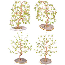Load image into Gallery viewer, SUNYIK Handmade Peridot Money Tree Set on Natural Agate Slice Base, Tree of Life Healing Crystals Chip Stone Bonsai Decoration Ornaments for Wealth and Lucky