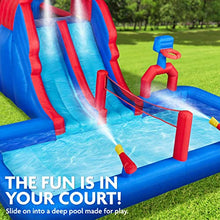 Load image into Gallery viewer, Sunny & Fun Ultra All-Play Inflatable Water Slide Park – Heavy-Duty for Outdoor Fun - Climbing Wall, Slides, Bounce House, Volley Net, Deep Pool – Inflate with Included Air Pump & Carrying Case
