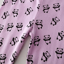 Load image into Gallery viewer, Pajamas for Girls Cute Purple Pandas Sleepwear Little & Big Kids Short Sleeve Loungewear PJ Clothes 3PCS Set Size 7