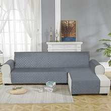 Load image into Gallery viewer, HDCAXKJ Sectional Couch Covers for Dogs Water Resistant L Shape Sofa Cover Pet Friendly Sectional Slipcovers Living Room Reversible Non Slip Furniture Protector with Straps Washable (Gray, Large)