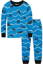 Load image into Gallery viewer, Little Boys Shark Pajamas 100% Cotton 4 Piece Toddler Boys Pajamas Children Sleepwear Size 5 Blue