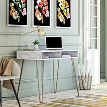 Load image into Gallery viewer, Novogratz Computer Desk with Storage, White Marble
