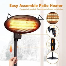Load image into Gallery viewer, Outdoor Patio Heater - 1500W Adjustable Outdoor Electric Heater with 3 Level Heating Modes, Outdoor Heater with 3s Fast Heating Up, Waterproof & Tip-Over Protection, Garden, Balcony, Garage Use