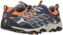Load image into Gallery viewer, Merrell Unisex-Kid's Moab FST Low WTRPF Hiking Shoe, Navy/Grey/Orange, 2 M US Little Kid