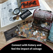 Load image into Gallery viewer, Coin Collection - World Currency Set - Treasure Chest with 1Lb. - Collectible Antique Coins - 4.7 x 3.5 x 3.5 Decorative Wooden Box - Old Foreign Currency (COA Included)