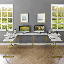 Load image into Gallery viewer, Mr IRONSTONE L-Shaped Desk 50.8" Computer Corner Desk, Home Gaming Desk, Office Writing Workstation with Large Monitor Stand, Space-Saving, Easy to Assemble(Laminate Marble)