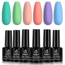 Load image into Gallery viewer, Beetles Gel Nail Polish Set - Summer Sweet Candy Collection 6 Colors Pink Blue Purple Gel Polish Kit Turquoise Green Nail Gel Polish Soak Off LED Lamp DIY Home Salon Nail Art Gift 7.3ml Each Bottle