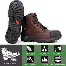 Load image into Gallery viewer, Montwell Mens work boots, 6" Composite Toe Waterproof Lightweight Work Boots for Men, Slip & Puncture Resistant Safety EH Wide Working Shoes 2E-10.5 (CK-1126)