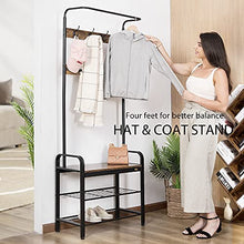 Load image into Gallery viewer, VIVOHOME 3-in-1 Entryway Hall Tree, Heavy Duty MDF Stand Coat Rack with Storage Bench, Industrial Wood Furniture with Stable Metal Frame, 8 Hooks