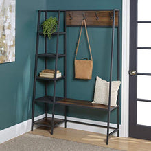 Load image into Gallery viewer, WE Furniture 5 Shelf Entryway Bench Hall Tree Storage Coat Rack, 72 Inch, Walnut Brown