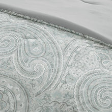 Load image into Gallery viewer, Comfort Spaces Cozy Comforter Set-Modern Classic Design All Season Down Alternative Bedding, Matching Shams, Bedskirt, Decorative Pillows, King (104 in x 90 in), Kashmir, Paisley Blue/Grey 8 Piece