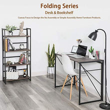 Load image into Gallery viewer, Writing Computer Desk Modern Simple Study Desk Industrial Style Folding Laptop Table for Home Office Notebook Desk Brown Desktop Black Frame