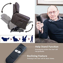 Load image into Gallery viewer, Harper&Bright Designs Smoky Brown Wilshire Series Heavy-Duty Power Lift Recliner Chair, Built-in Remote and 2 Castors,