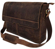 Load image into Gallery viewer, 18 Inch Vintage Computer Leather Laptop Messenger Bags for Men Leather Briefcase Shoulder Bag Man & Women Bag (vintage brown)