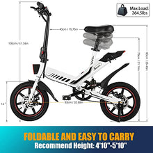 Load image into Gallery viewer, Electric Bike, Sailnovo Electric Bicycle with 18.5mph 45Miles Electric Bikes for Adults Teens E Bike with Pedals, 14" Waterproof Folding Mini Bikes with Dual Disc Brakes, 36V 10.4Ah Battery