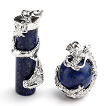 Load image into Gallery viewer, Jovivi 2pc Dragon Wrapped Dyed Lapis Lazuli Round Ball Cylinder Gemstone Healing Crystal Pendant Necklace Set