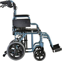 Load image into Gallery viewer, NOVA Bariatric Transport Chair with Locking Hand Brakes, Heavy Duty and Extra Wide Wheelchair with Removable & Flip Up Arms for Easy Transfer, Anti-Tippers Included, 400 lb. Weight Capacity, Blue