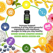 Load image into Gallery viewer, Immune System Booster Antioxidant Supplement, Elderberry Capsule, with Vitamin C, Vitamin D, Zinc, Supports Natural Energy, Memory, and Stress Relief - 60 Capsules