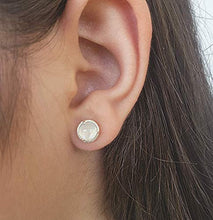 Load image into Gallery viewer, Rainbow Moonstone Stud Earrings 925 Sterling Silver Post studs Small 6mm Natural For Women Jewelry