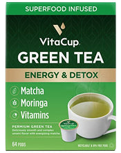 Load image into Gallery viewer, VitaCup Green Tea Pods, Enhance Energy & Detox with Matcha, Moringa, B Vitamins, D3, Keto, Paleo, Vegan, Recyclable Single Serve Pod, Compatible with Keurig K-Cup Brewers,64 Ct