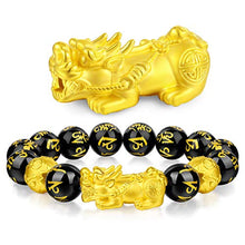 Load image into Gallery viewer, JEWPARK 2 Pcs Feng Shui Good Luck Bracelets for Men Women Obsidian Bead Dragon Lucky Charm Bracelet Pixiu Pi Yao Attract Wealth Money Feng Shui Jewelry