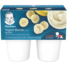 Load image into Gallery viewer, Gerber Baby Food, Yogurt Blends for Crawler Banana, 3.5 Ounce - 4 Count (Pack of 6)