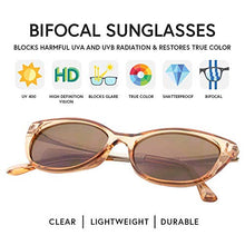 Load image into Gallery viewer, VITENZI Bifocal Sunglasses Cat Eye Readers for Reading Under The Verona Sun in Champagne 1.50