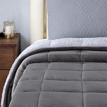 Load image into Gallery viewer, BUZIO Sherpa Fleece Weighted Blanket for Adult, 15 lbs Thick Fuzzy Bed Blanket with Soft Plush Flannel, Dual Sided Cozy Fluffy Blanket, 48 x 72 inches, Grey